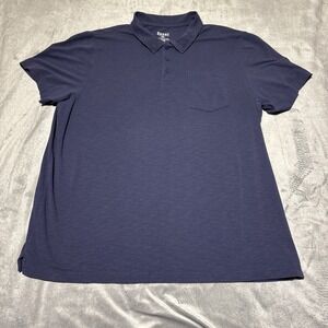 Rhone Mens XXL Dark Blue Short Sleeve 1/4 Button Polo Shirt 101496 Piling